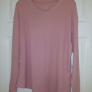 Time and Tru Dusty Rose Waffle Knit Long Sleeve Top